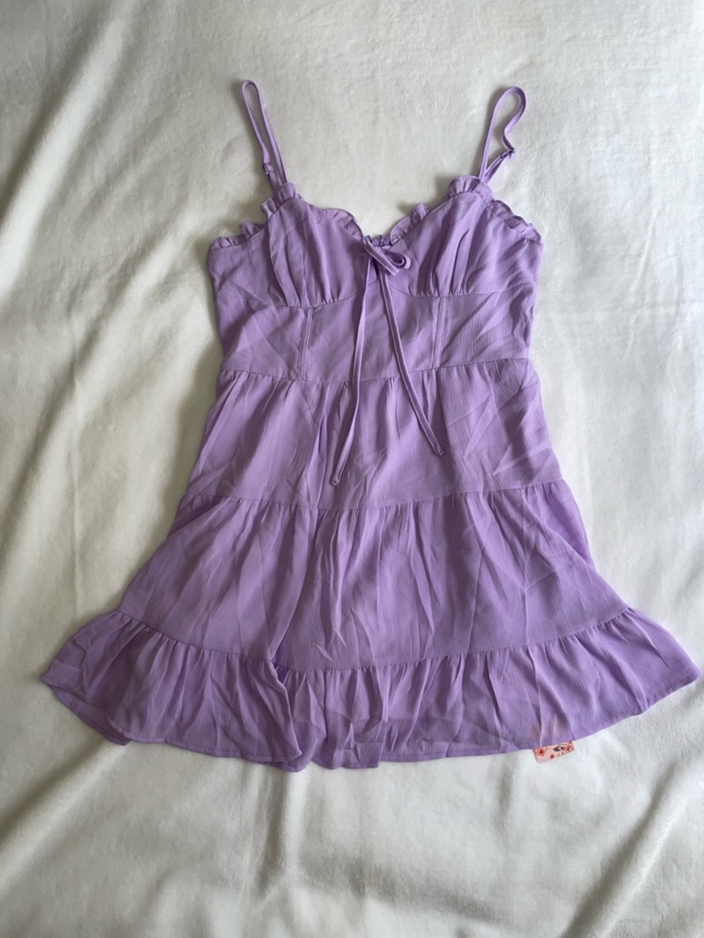 Lavender Tiered Mini Dress Purple Summer Lightweight Breezy Pretty Zipper